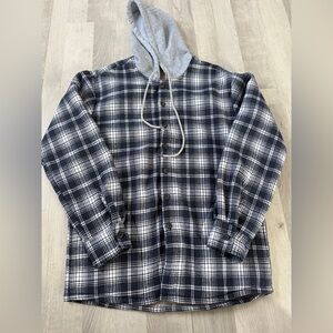Men Plaid Hooded Jacket